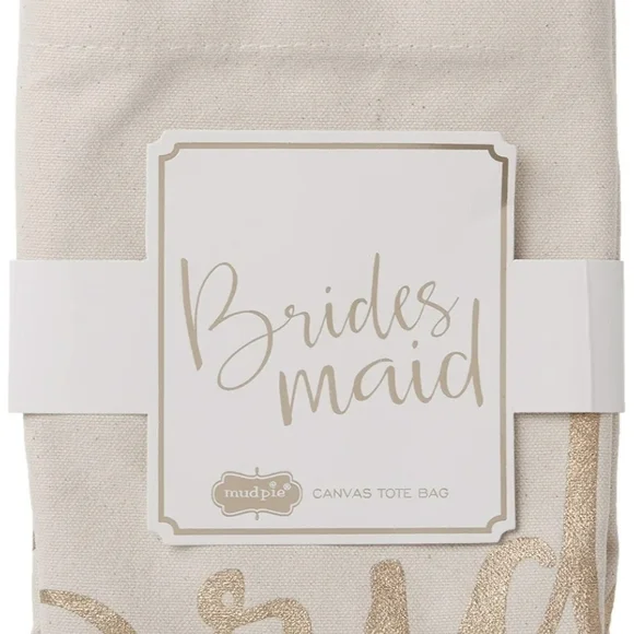 Mud Pie Bridesmaid Canvas Tote Bag - Cream and Gold - Picture 5 of 7